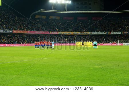 Moment Of Silence For The Memory Of Johan Cruyff Before Match