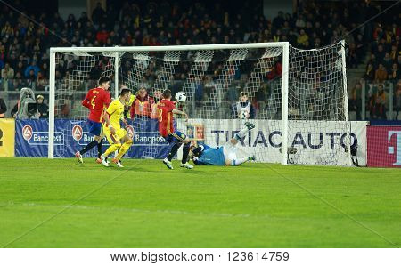 Iker Casillas, The Goalkeeper Of Spain During A Match