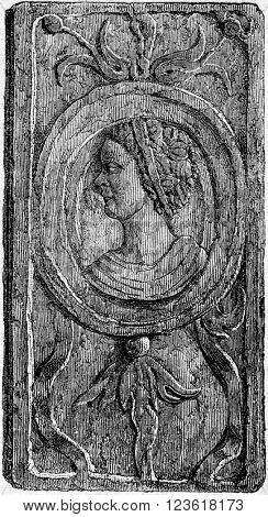 Unglazed facing brick, Sixteenth century, vintage engraved illustration. Magasin Pittoresque 1873.