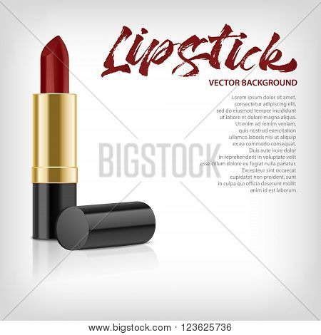 Background with red lipstic. Vector EPS10 illustration.