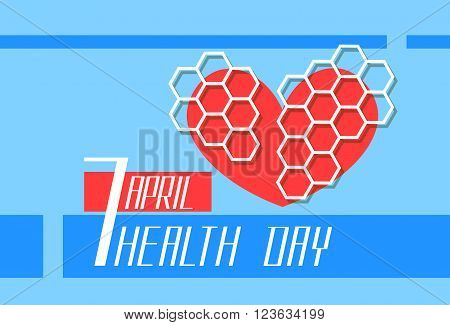 Red Heart Shape World Health Day Flat Vector Illustration