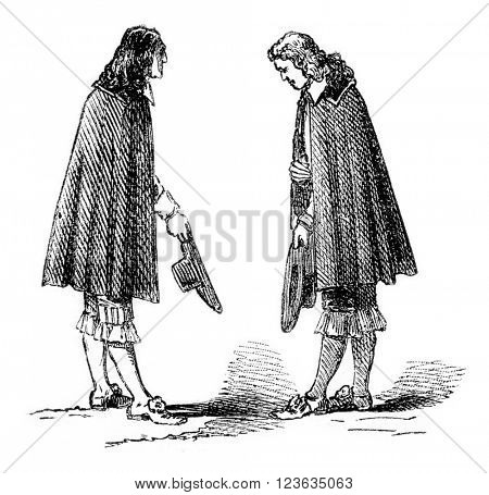 Burghers, vintage engraved illustration. Magasin Pittoresque 1869.