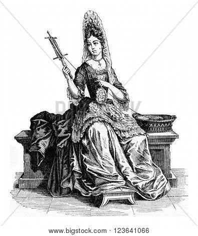Lachesis, vintage engraved illustration. Magasin Pittoresque 1853.