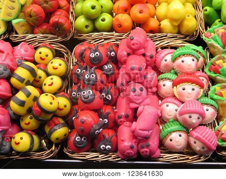 delicious jelly beans of different colors and shapes