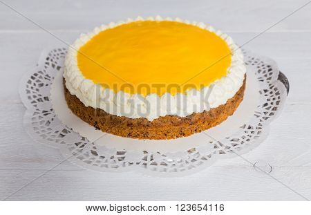 Advocaat cake on white wood background picture