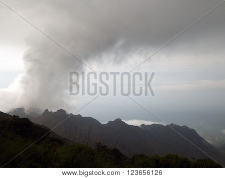 The newly formed active volcano Santiaguito with a gas eruption near Quetzaltenango (Xela) in Guatemala.
** Note: Visible grain at 100%, best at smaller sizes