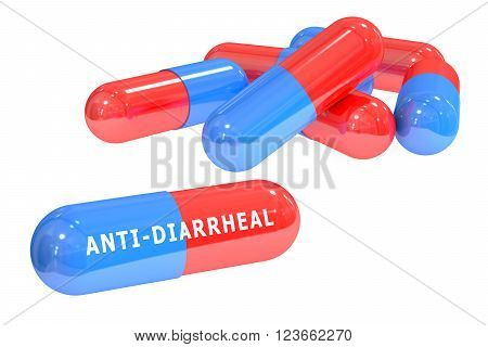 anti-diarrheal pills 3D rendering isolated on white background