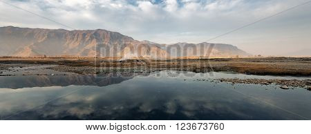River Swat in winter passing through Swat Valley Pakistan.