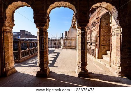 The arches of sethi house located in the walled city of Peshawar Pakistan.