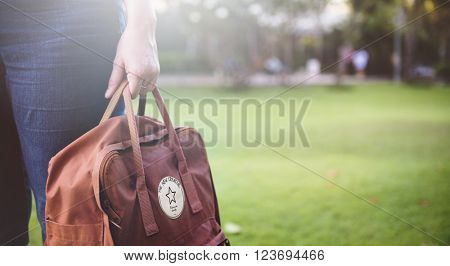 Woman Travel Bagpacker Weekend Relax Concept