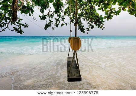 beach with white sand of Tachai island Thailand.