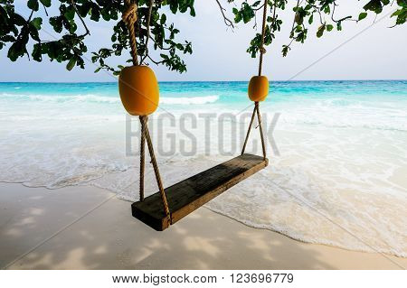 beach with white sand of Tachai island Thailand.