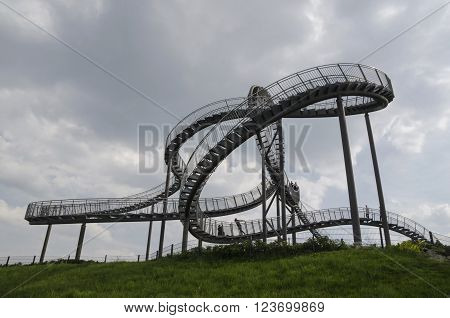 Duisburg, Germany - May 17, 2015: Tiger And Turtle Sculpture In Angerpark, Duisburg, Germany.