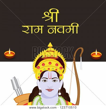 illustration of a background for Ram Navami in hindi text.