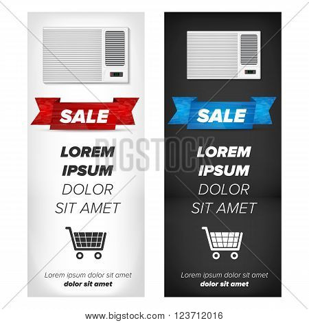 Vertical banners with airconditioner placed on an abstract background