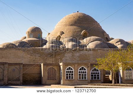 Domes of stalls in Bukhara bazaar market old town of Bukhara Uzbekistan Silk Road March 2016