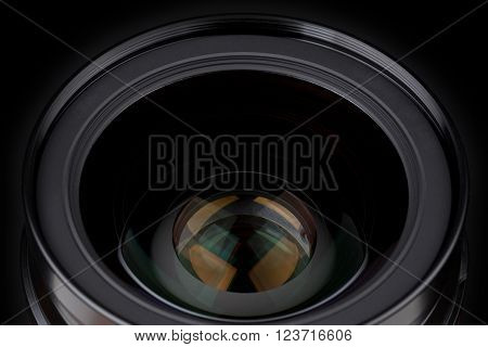 Close up of Lens over black background