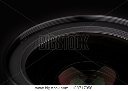Close up of Lens over black background