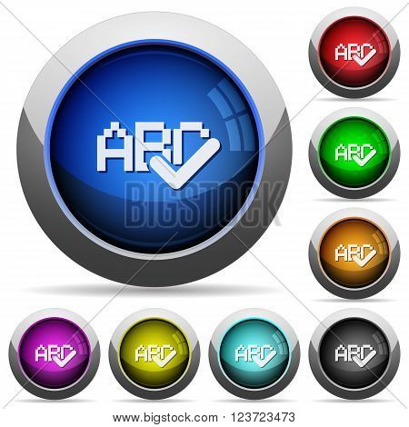 Set of round glossy Spell checking buttons. Arranged layer structure.