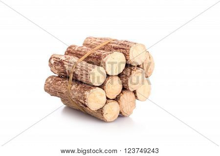 Close up Thanaka wood isolated on white background