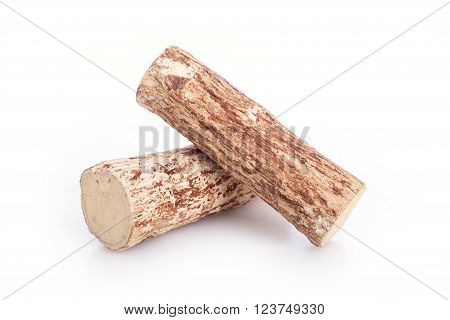 Close Up Thanaka Wood Isolated On White