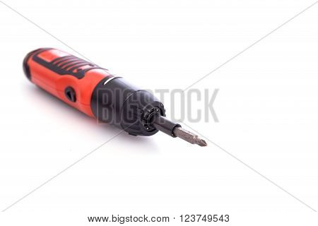 Red Cordless Screwdriver Or Power Drill Isolated On White Background