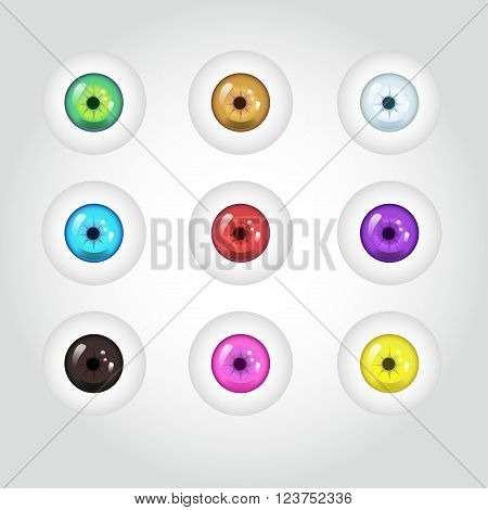 Set of 9 different color 3d eyes