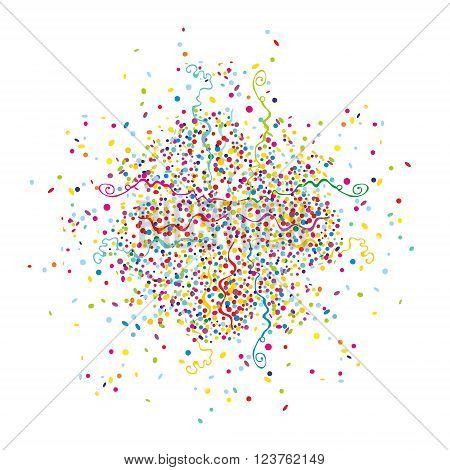 Colorful confetti on white background. Vector illustration