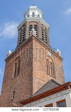 Church tower in the center of Winschoten, Holland