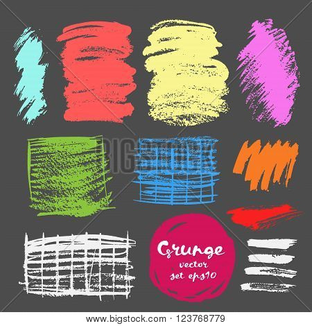Set of grunge brush strokes. Hand-drawn vector illustration EPS10