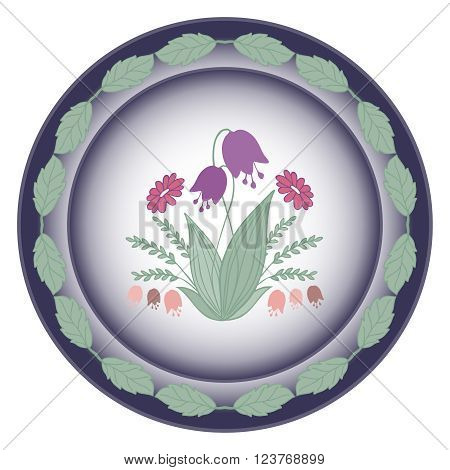 Plate with floral ornament and a bouquet of flowers