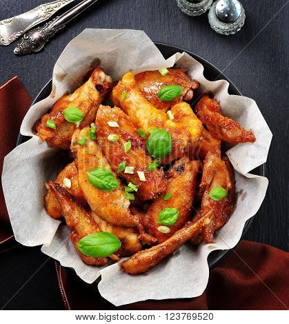 Chicken wings fried in soy sauce, rice vinegar, honey and sesame oil.
