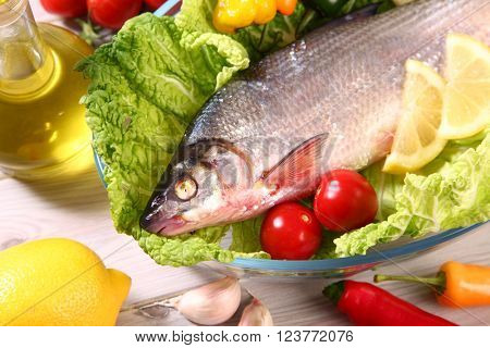 fresh raw fish on table