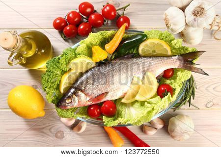 fresh raw fish on table