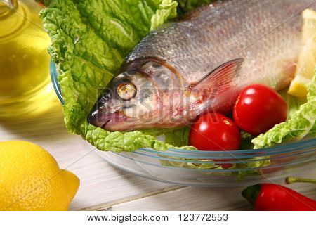 fresh raw fish on table