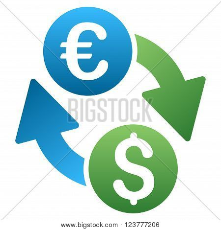 Dollar Euro Exchange vector toolbar icon for software design. Style is a gradient icon symbol on a white background.