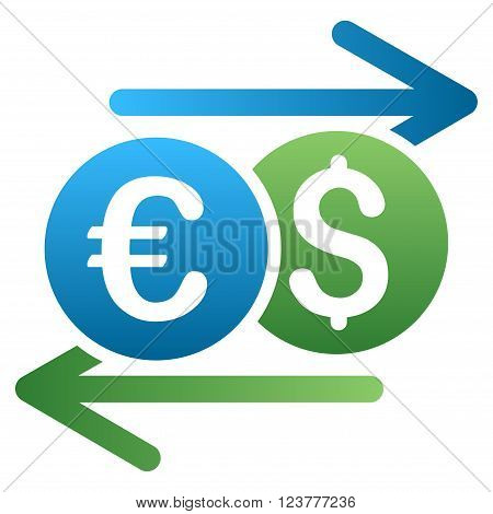 Dollar Euro Swap vector toolbar icon for software design. Style is a gradient icon symbol on a white background.