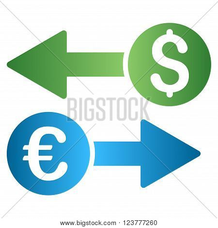 Dollar Euro Transactions vector toolbar icon for software design. Style is a gradient icon symbol on a white background.