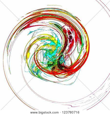 Abstract fullcolor spiral on white background. Fractal art graphic
