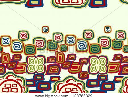 Seamless colorful pattern in Indian style with symbols. EPS10 vector illustration