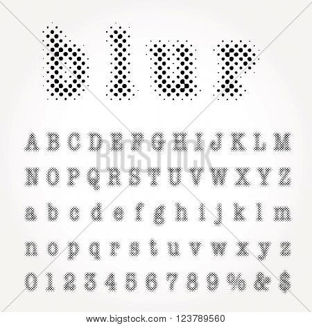 vector dotted halftone alphabet