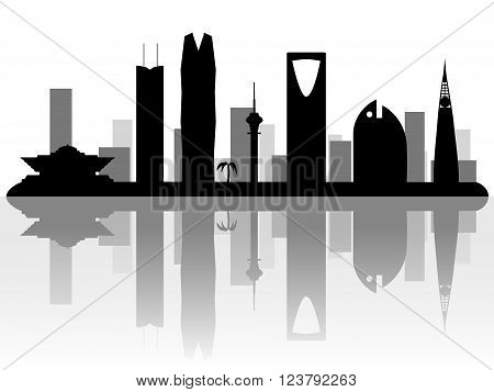 Riyadh Saudi Arabia skyline silhouette on white background