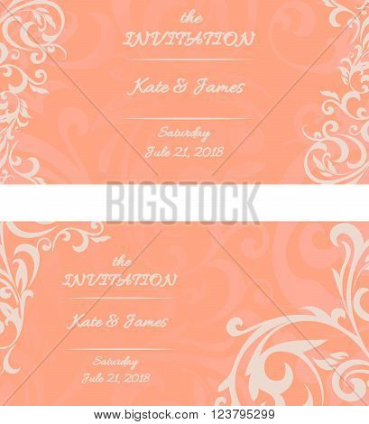 Set of floral cards. Postcard with a vintage pattern. Vintage invitation. Wedding invitation card. Vector