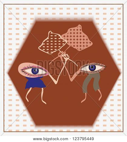 Vector concept showing the dissonance of thinking in abstract head