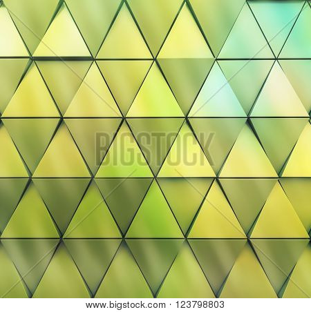 Abstract illustration of modern architectural background of triangles. Double exposure
