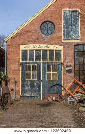 OUDESCHANS, NETHERLANDS - MARCH 26, 2016: Old smith shop in fortified town Oudeschans, Holland