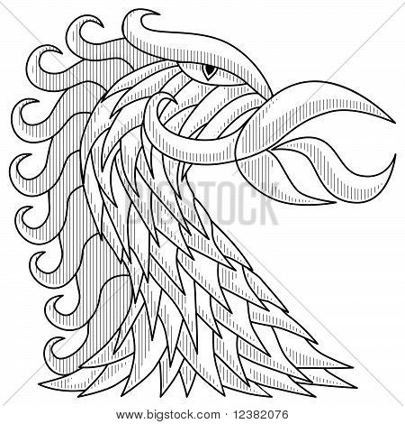 Cabeza de pájaro blanca y negro