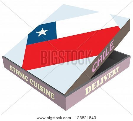 Delivery Ethnic cuisine Chile. Cardboard packaging. Vector illustration.