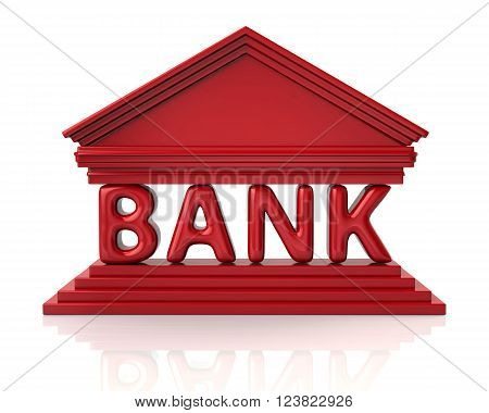 Red bank icon isolated on white background