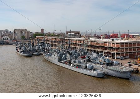Montevideo, Uruguay - December 15, 2012: Naval ships of the National Navy of Uruguay at the Port of Montevideo, Uruguay.